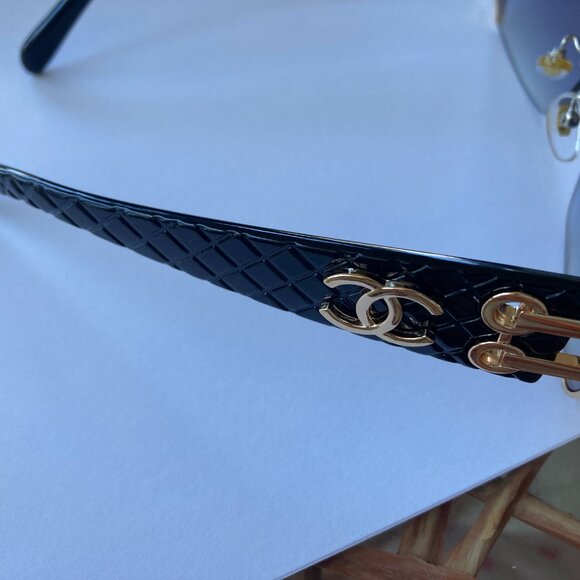 Vintage Chanel Sunglasses Black Blue Lens No Flaws NO Case Authentic - Picture 2 of 9